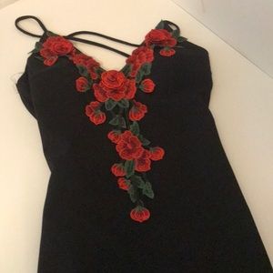 Black red rose dress